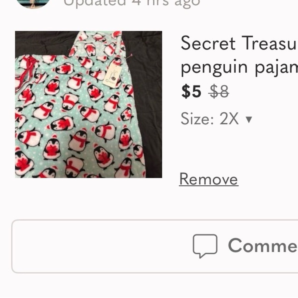 Bundle - Secret Treasures Penguin Print Pajama Set - Red and White on Blue